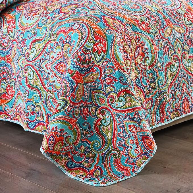 3-Piece Bedspread Quilt Set Oversized Quilted Bedding Reversible Cotton - Image 3