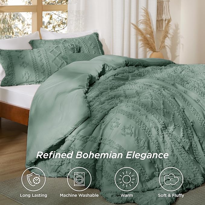Bedsure Tufted Boho Comforter Set Queen Size - Image 4