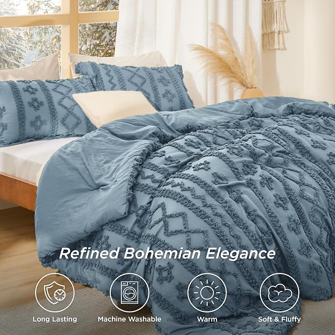Bedsure Tufted Boho Comforter Set Queen Size - Image 2