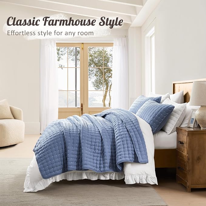 WDCOZY Blue King Size Quilt Bedding Sets - Image 6