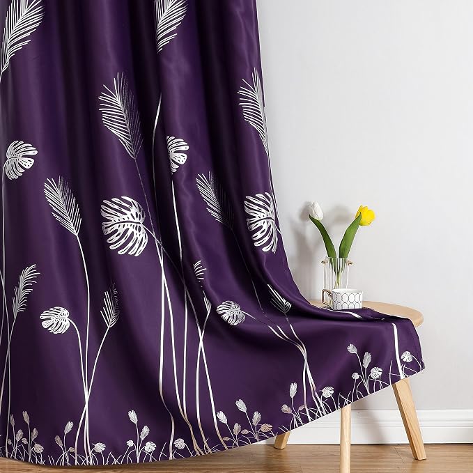 Purple Curtains Blackout Thermal Insulated Window Curtains Drapes - Image 7
