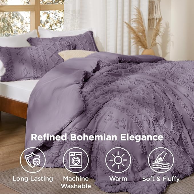 Bedsure Tufted Boho Comforter Set Queen Size - Image 3
