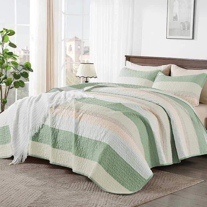 California King Quilt Set Mint Pink, 3 Pieces Bedspreads | Ultra Soft - Image 4