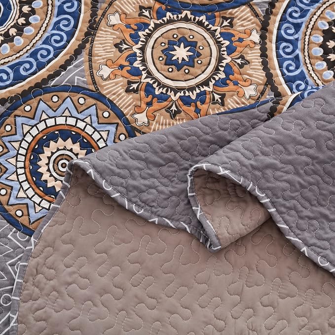 3 Pieces King Size Quilt Set Lightweight Summer Bedspread 98''x106'' Soft - Image 5