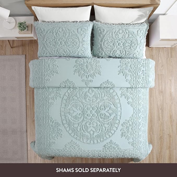 Beatrice Home Fashions Medallion Full Cotton Chenille Bedspread, cozy plush - Image 2