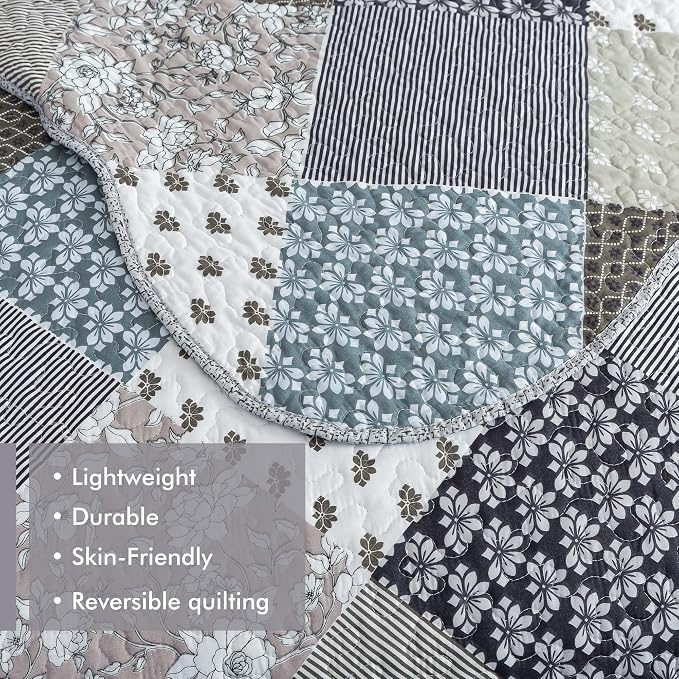 Etwel Lightweight Patchwork Queen Size Quilt Set - Image 5