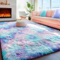 Soft Purple Rainbow Rugs for Living Room, Fluffy 5x7 Area Rug, Plush Adorable by PAGISOFE