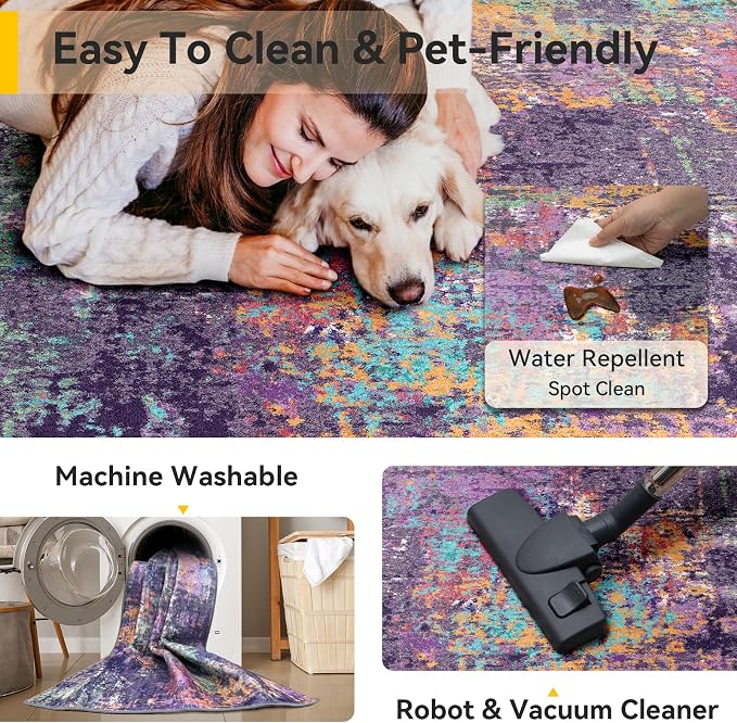 RELEANY Washable Runner 2'x6' Abstract Area Rug - Image 6