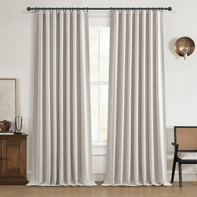 Modern Neutral 90 Inch Blackout Sliding Glass Door Curtains Light and Draft - Image 8