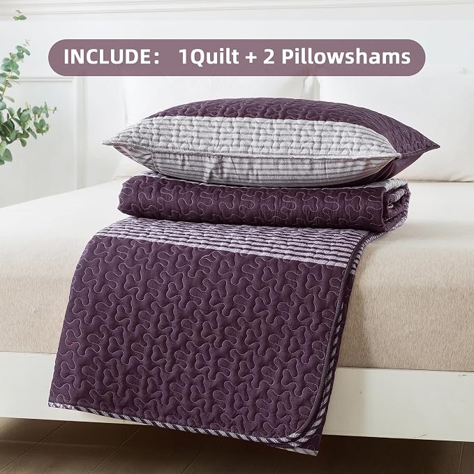 King Size Quilt Set Purple Grey - Image 7