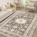 cotiled 5x8 Area Rug for Living Room, Traditional, Dark Brown | Soft Distressed by COTILED
