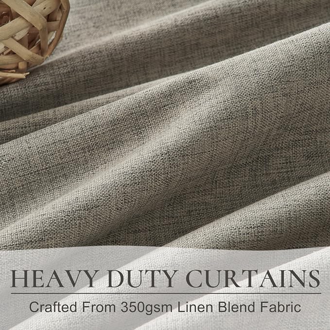 Grey Green Blackout Linen Curtains 102 Inches Long - Image 4