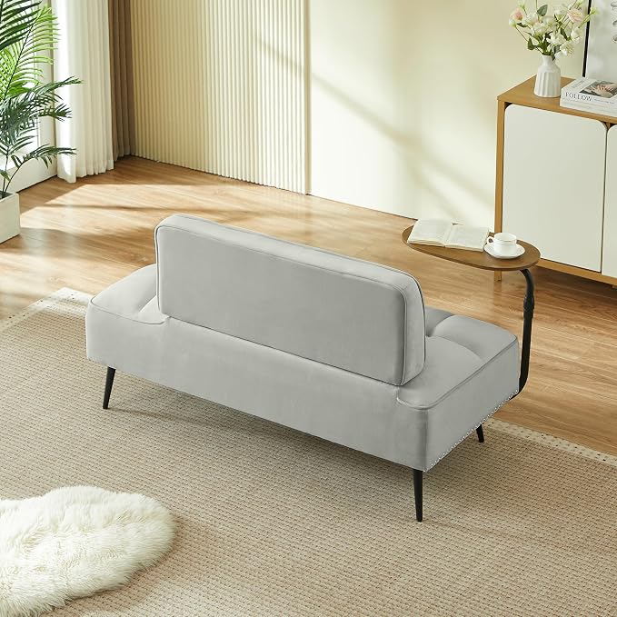 anwickjeff 55" Inch Width Modern End of Bed Bench, Leather Upholstered Futon - Image 5
