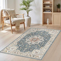 cotiled 3x5 Area Rug for Living Room, Traditional, Vintage Blue | Washable Soft by COTILED