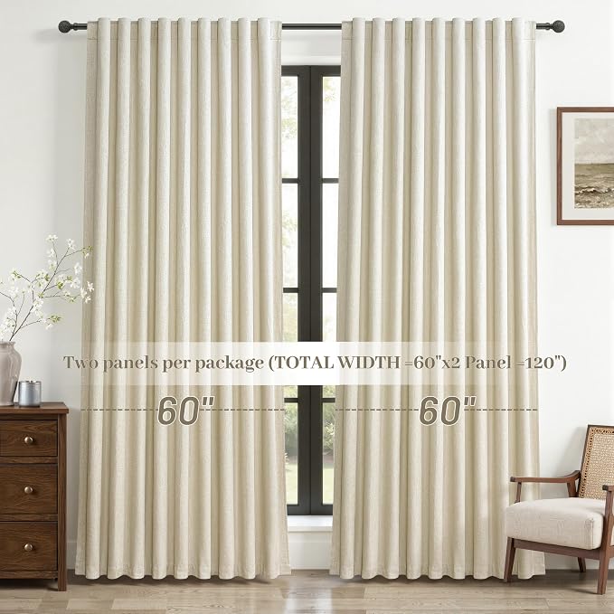 Cute Blackout Curtains 60 Inches Extra Wide Linen 84 Inch Length - Image 8