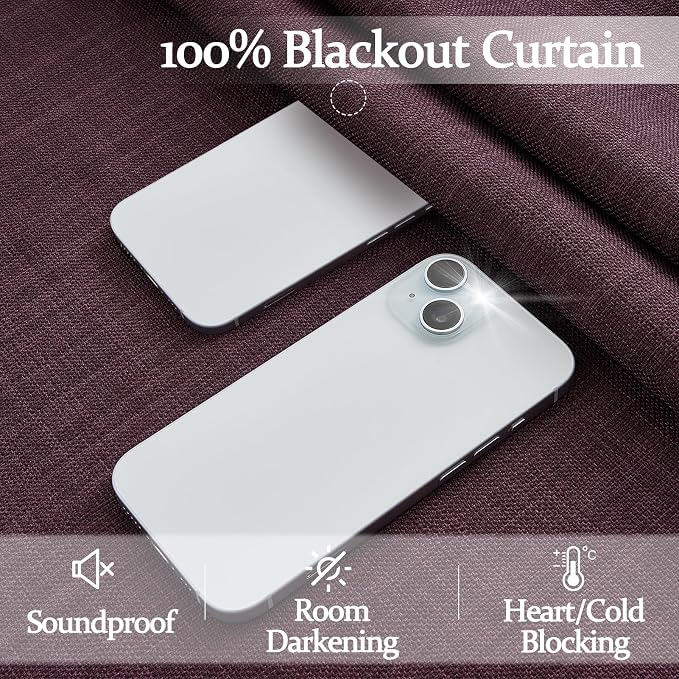 PleatedDrapes Purple Double Layer Linen Blackout Curtains 40 x 102 Inches Long - Image 3