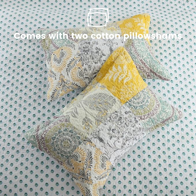 Secgo King Size Comforter Set- 100% Cotton Quilt King Size Set, Sage bedspreads - Image 5