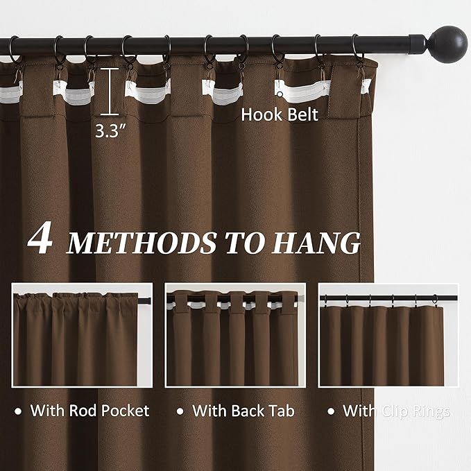 Brown Linen Textured Blackout Curtains 126 Inches Long - Image 3