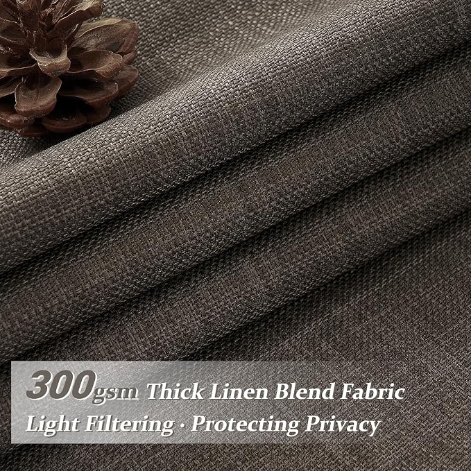Blackout Dual Layer Linen Bedroom Curtains 84 Inches Long 2 Panels Set - Image 2