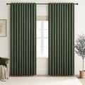 Dark Olive Green Curtains 60 Inch Length Extra Wide Pleated Black Out 90 Inch by QJMYDECO