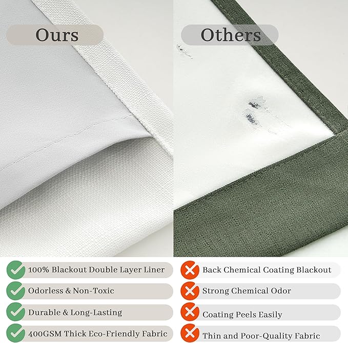 Natural Linen Beige White 92 Inch Curtains 2 Panels Set - Image 5