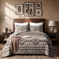 akkialla Reversible Brown Boho King/Cal King Quilt Set, 2-Piece Bohemian Aztec by akkialla