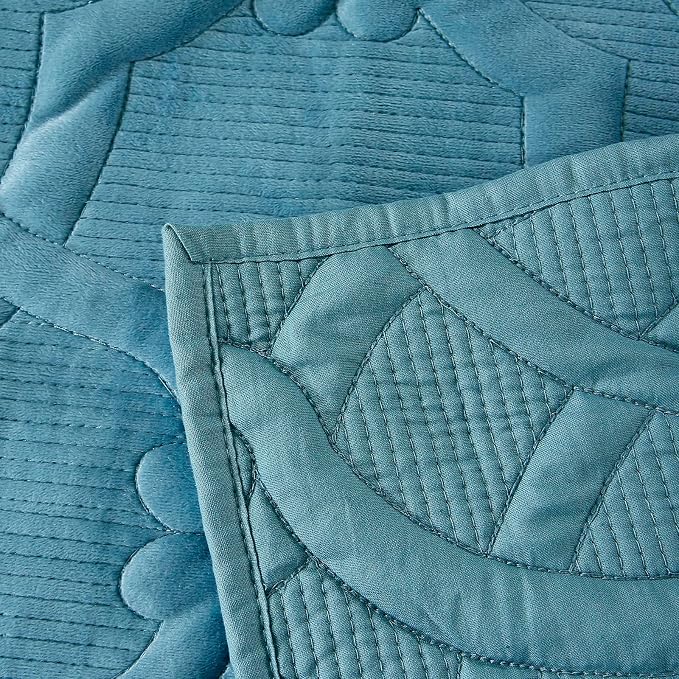 ROOMLIFE Quilt Set Full Size 3D Floral Embroidery Pattern 3-Piece Cotton - Image 8