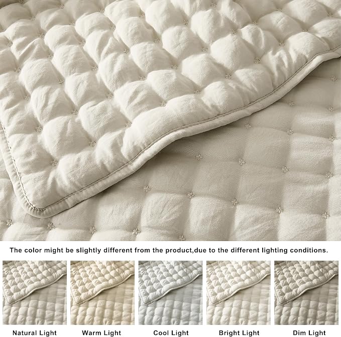 WDCOZY Beige Twin Quit Size Bedding Sets - Image 2