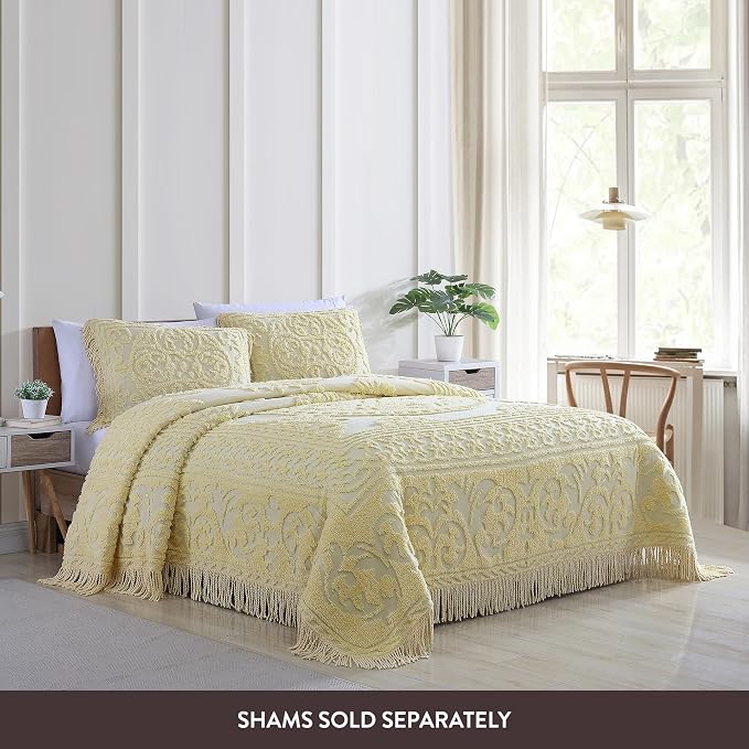 Beatrice Home Fashions Medallion King Cotton Chenille Bedspread, cozy plush - Image 3