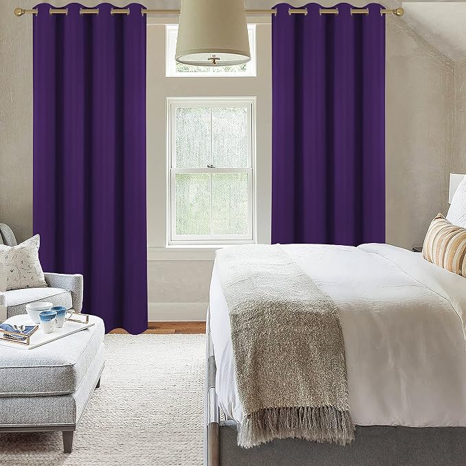 Diraysid Purple Grommet Blackout Curtains - Image 4