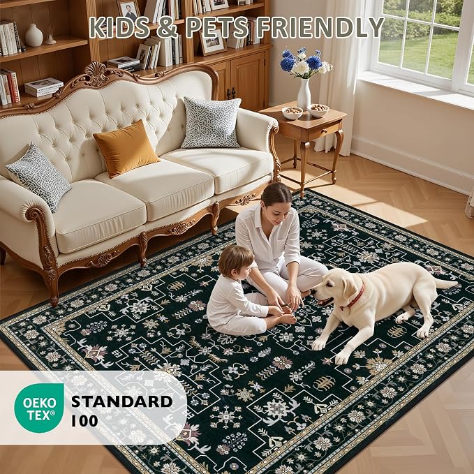 5x7 Area Rugs Living Room: Washable Vintage Rug - Image 9