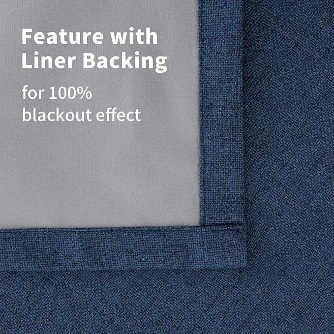 YoungsTex Navy Linen Blackout Curtains 48 Inches Long - Image 9