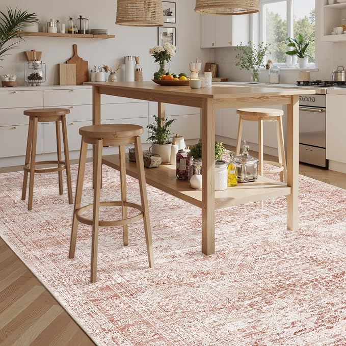Soalmost 9x12 Area Rugs for Living Room Washable Rug Non-Slip Pink | Large - Image 8