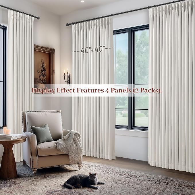 Custom Pinch Pleat Flax Linen 86 Inch Nursery Blackout Curtains 2 Panels Set - Image 8