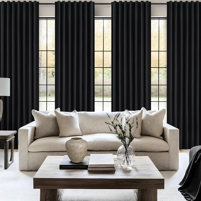 QJmydeco Black Out Kitchen Curtains 63 Inch Length 2 Panels Set, Modern Pleated - Image 6