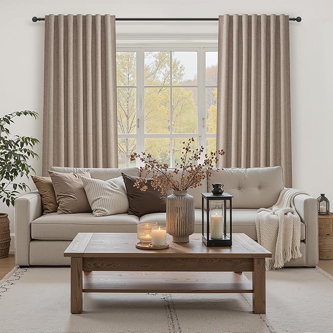 QJmydeco Dark Flax Black Out 96 Inch Long Boho Curtains 2 Panel Set, Farmhouse - Image 6