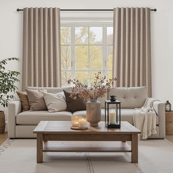 Dark Flax Blackout Linen Curtains 105 Inches Long - Image 6