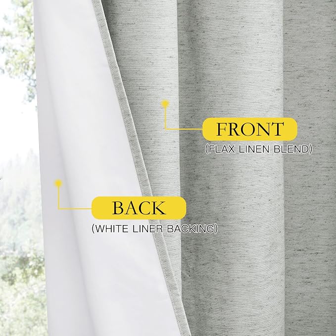 NICETOWN Grey 100% Blackout Curtain Panels, Thermal Insulated White Thermal - Image 6