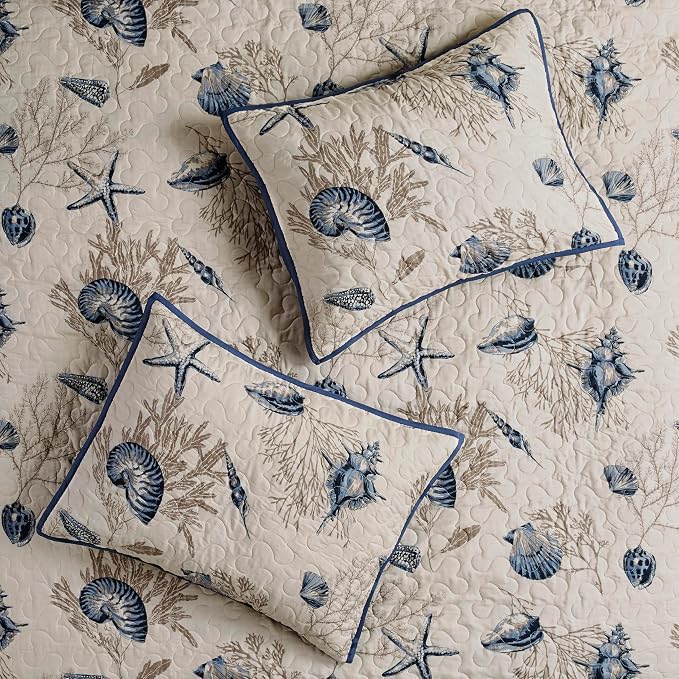 Madison Park Cottage Coastal Starfish Blue Queen Bedspread Set, Machine Washable - Image 8
