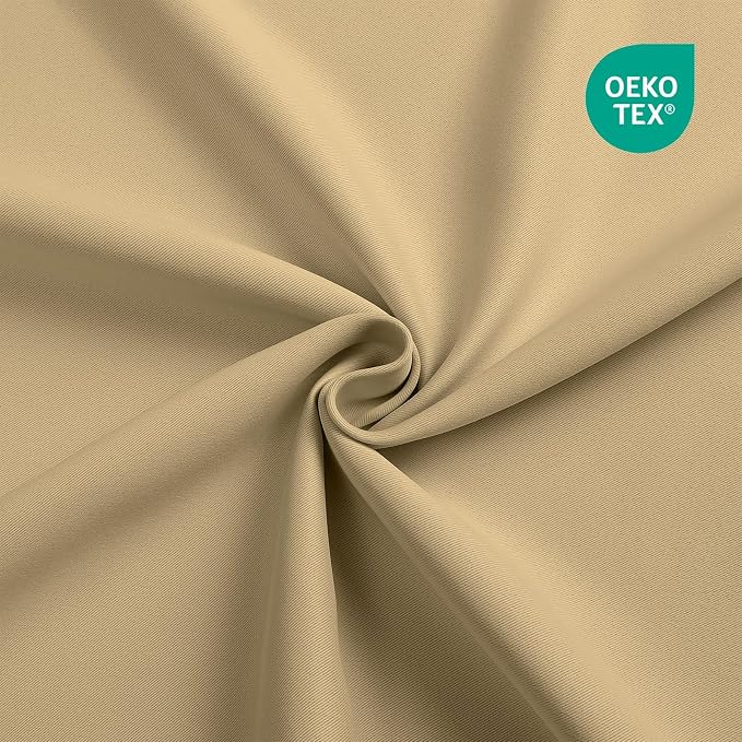 CUCRAF Beige Blackout Curtains 45 Inches Long, Thermal Insulated Noise Reducing - Image 5