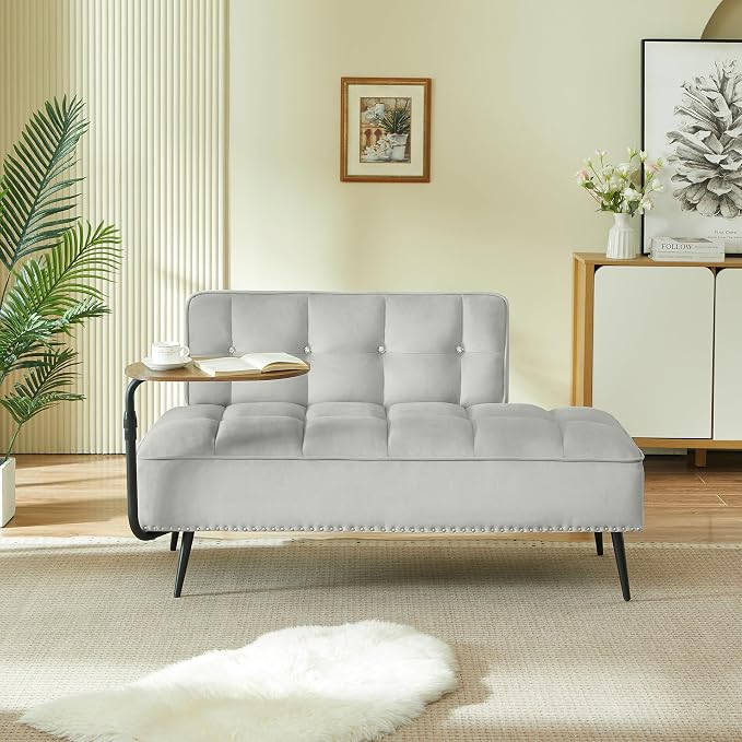 anwickjeff 55" Inch Width Modern End of Bed Bench, Leather Upholstered Futon - Image 3