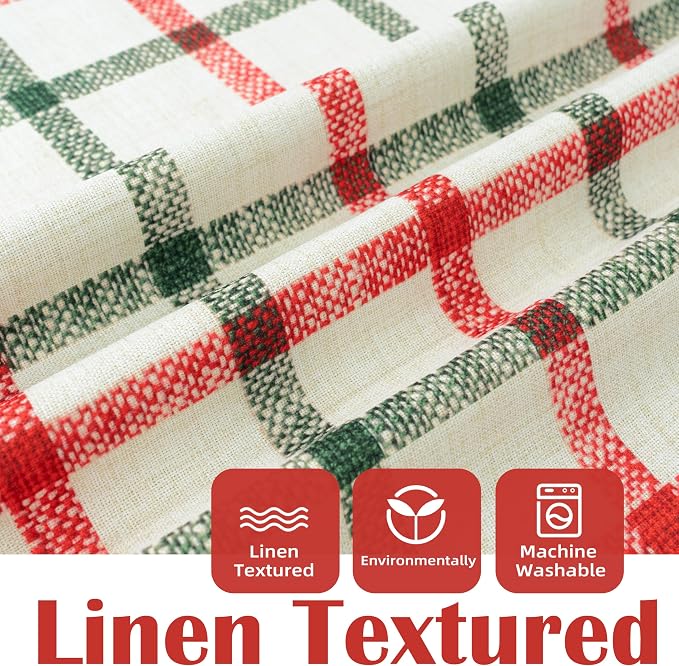 DriftAway 100% Blackout Plaid Curtains 102 Inches Long 2 Panels Red Green | - Image 3