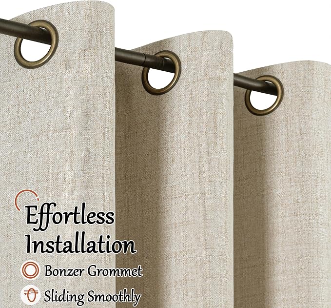 Short Beige Blackout Curtains 45 Inch Length Each 38 Wide 2 Panels | Thermal - Image 5