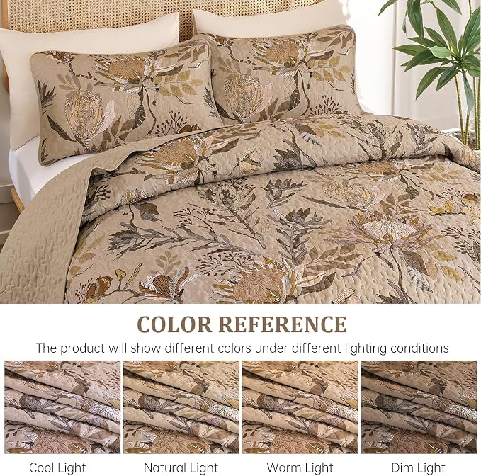 Dintszyayue Fall Quilt King Size Brown, Soft Microfiber Lightweight Farmhouse - Image 8