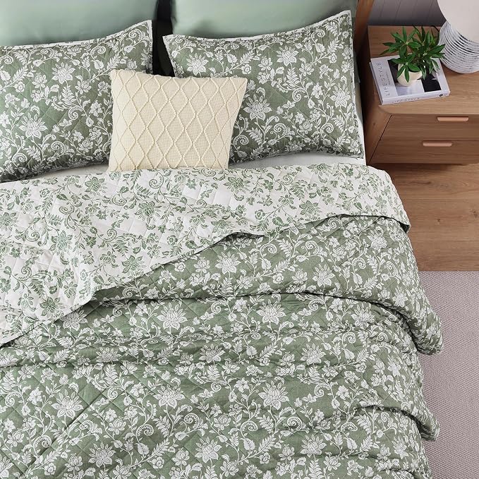 Twin/Twin XL Quilt Set-2 Pieces Soft Bedding Floral Reversible Coverlet | All by BLOOMHAVEN