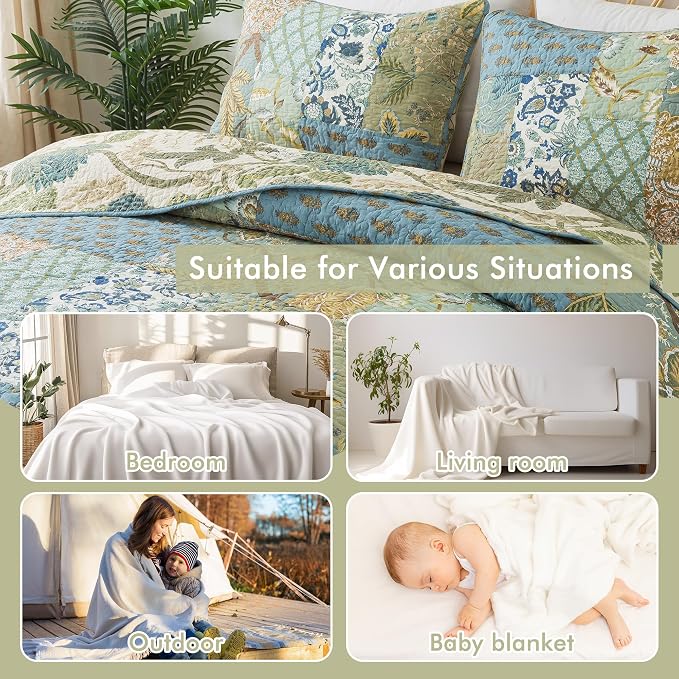 Etwel 100% Cotton Patchwork King Size Quilt Set - Image 6