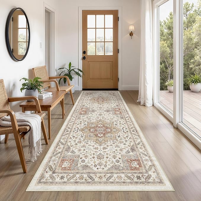 cotiled 3x8 Hallway Runner Rug for Entryway, Non-Slip Vintage, and Laundry Room by COTILED