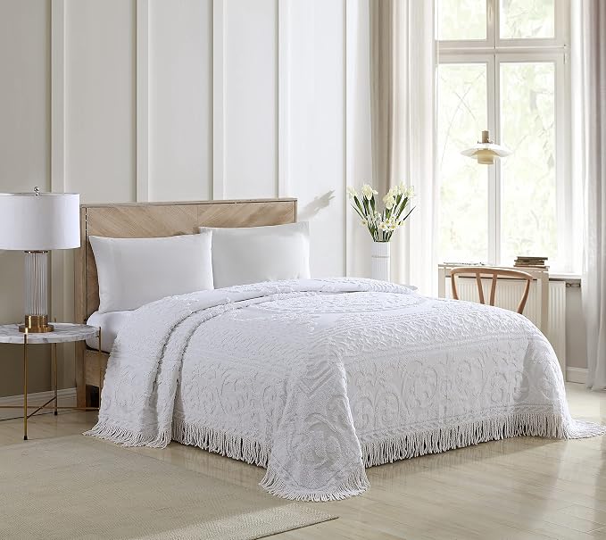 Beatrice Home Fashions Medallion King Cotton Chenille Bedspread, cozy plush - Image 4