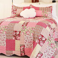 Cmfshape Summer Floral Oversize King Bedspread, Romantic Pink Quilt Set King by cmfshape-quiltset