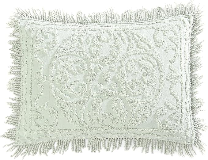 Beatrice Home Fashions Medallion Standard Cotton Chenille Sham, Sage | Vintage by BeatriceHomeFashions